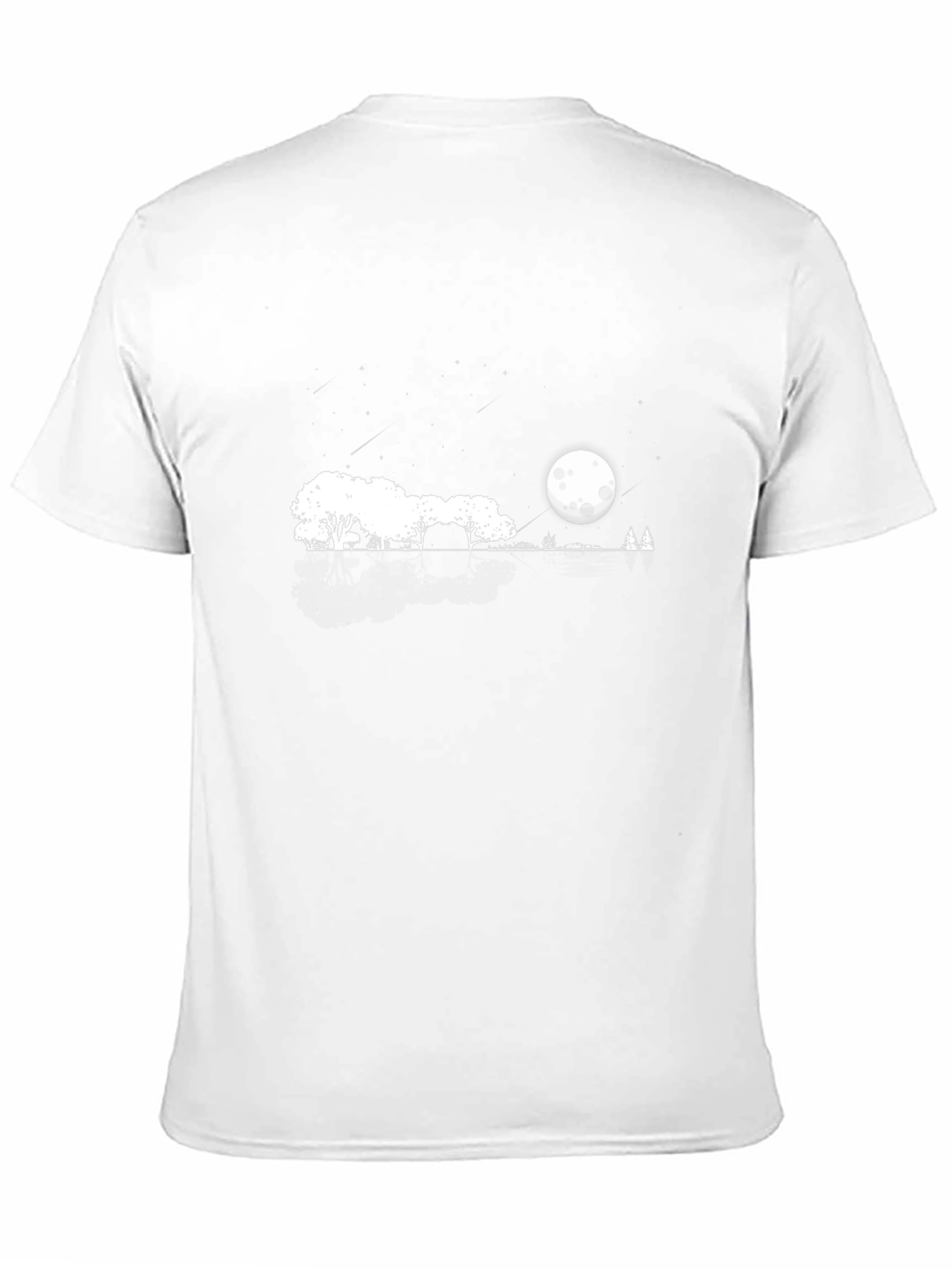Mens Black T-Shirt with Moonlit Landscape Design