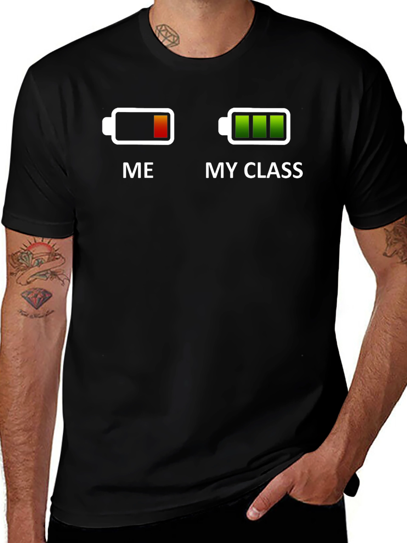 Funny Me vs My Class Battery Graphic T-Shirt