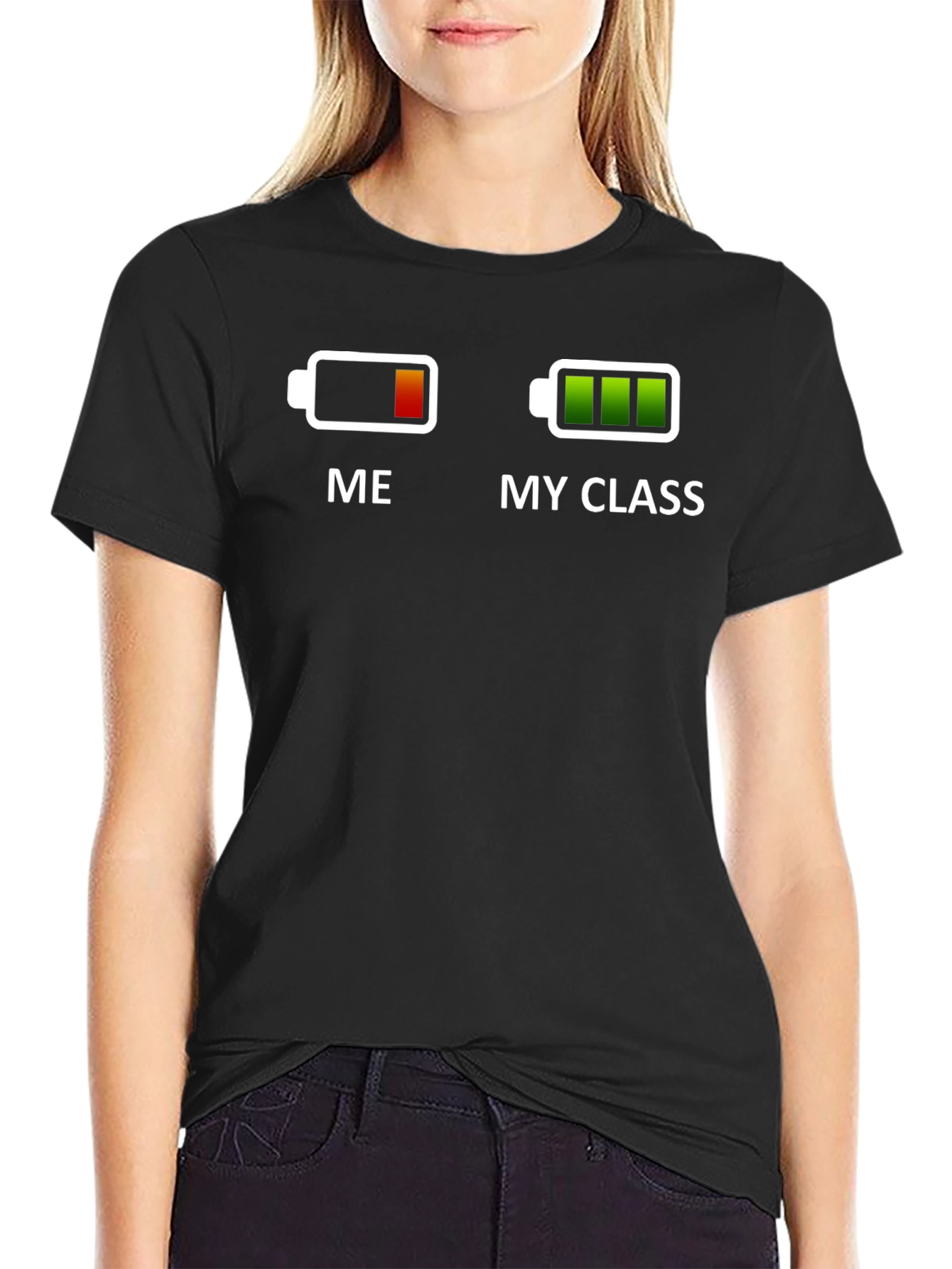 Funny Me vs My Class Battery Graphic T-Shirt