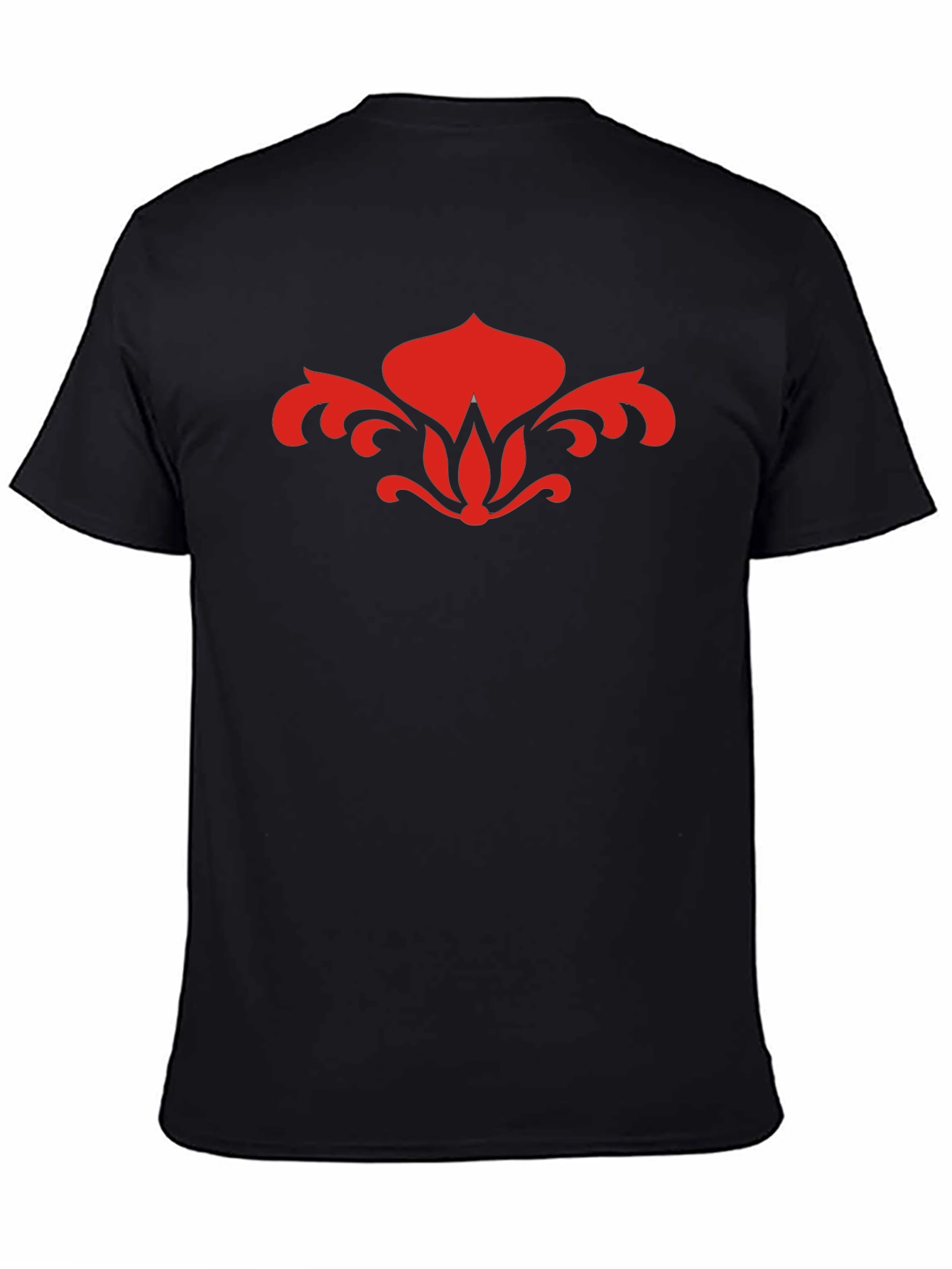 Red Floral Graphic Black T-Shirt