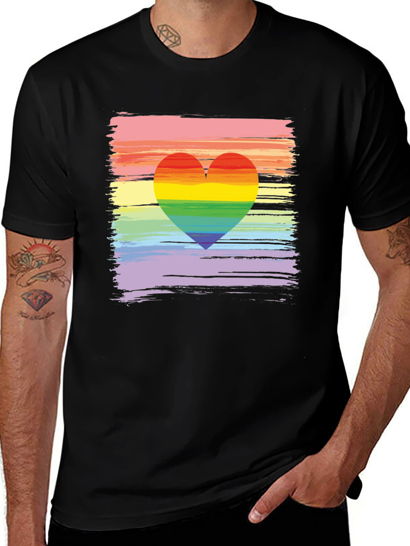 Rainbow Heart Brushstroke Graphic Tee