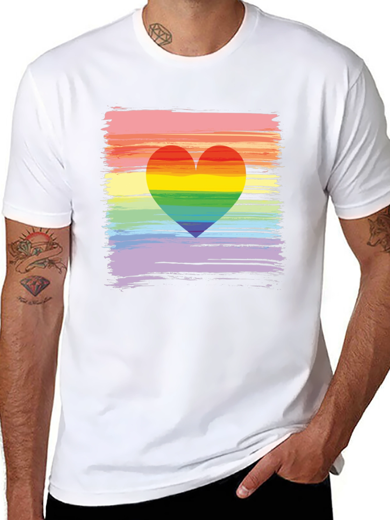 Rainbow Heart Brushstroke Graphic Tee