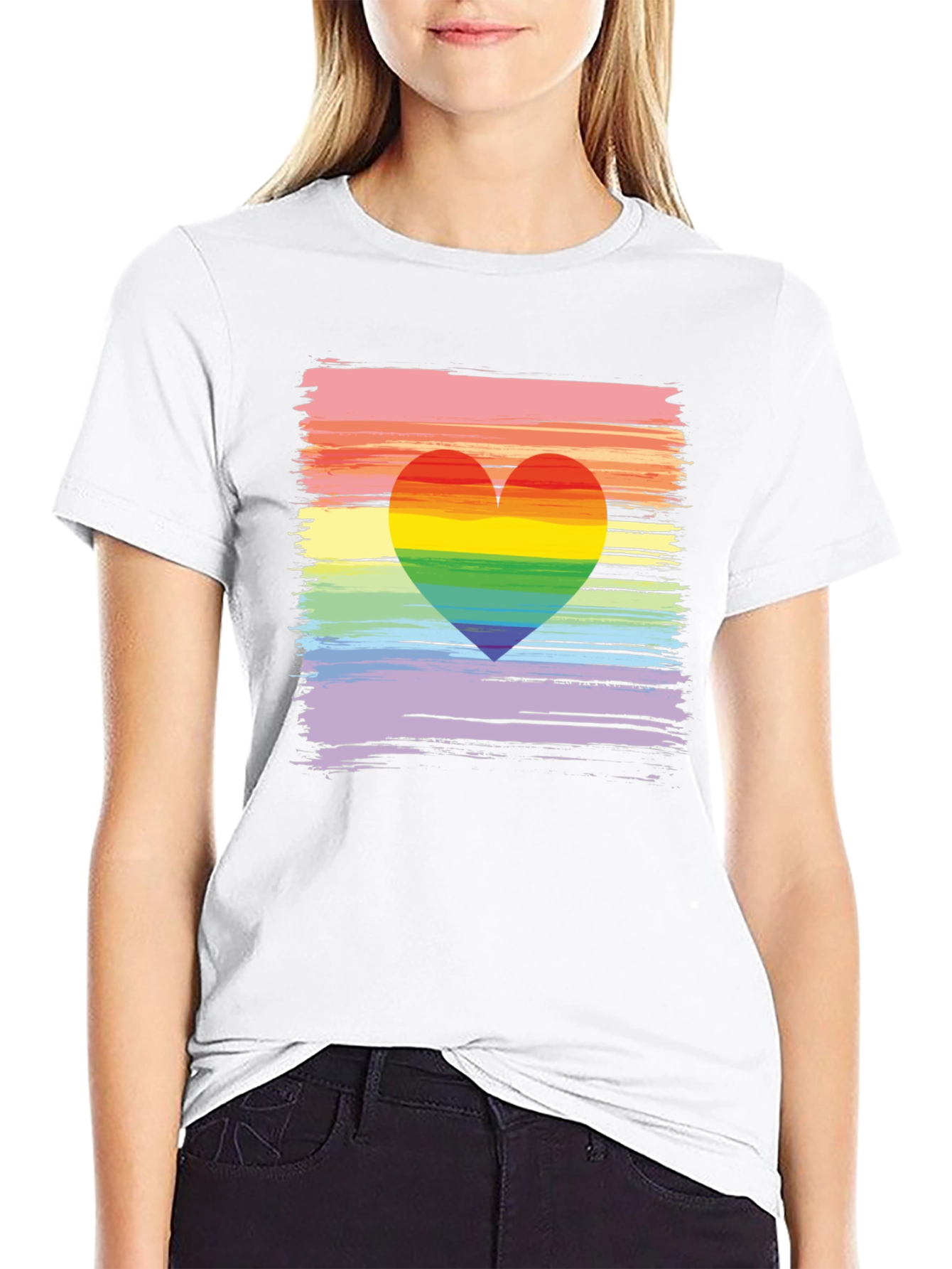 Rainbow Heart Brushstroke Graphic Tee