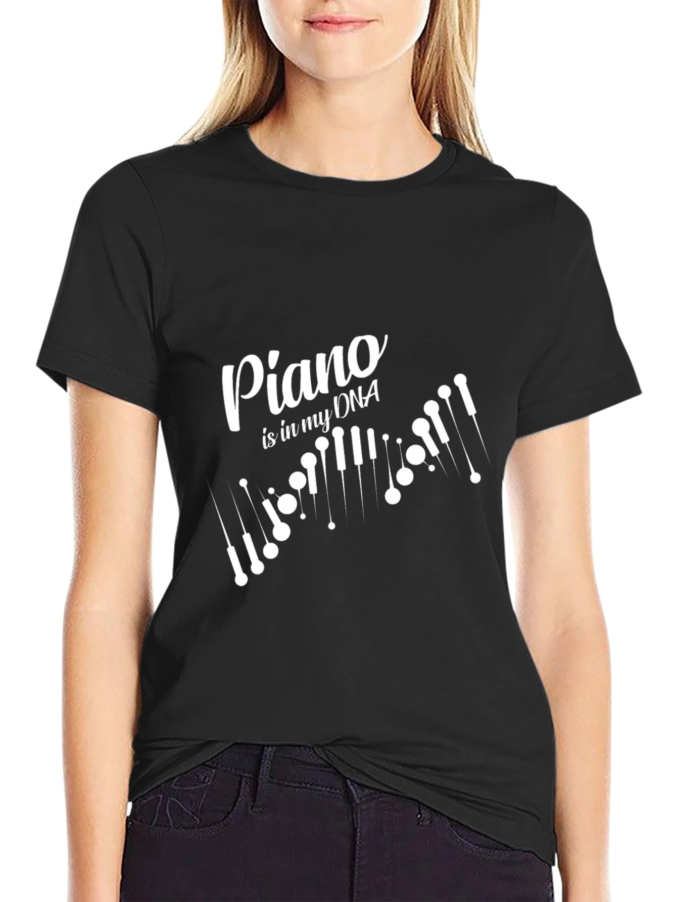 Piano DNA Black T-Shirt Musician Music Player