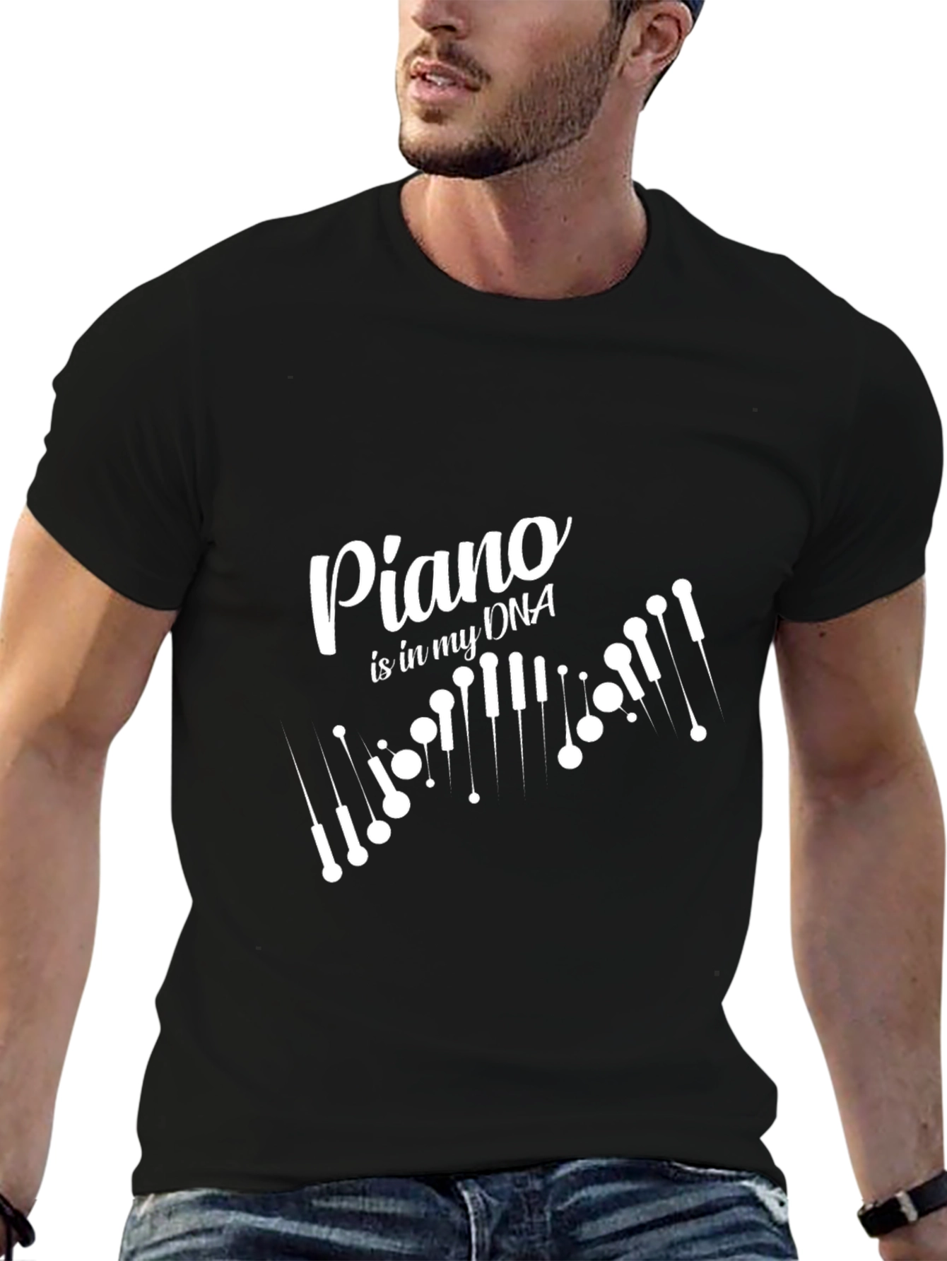 Piano DNA Black T-Shirt Musician Music Player