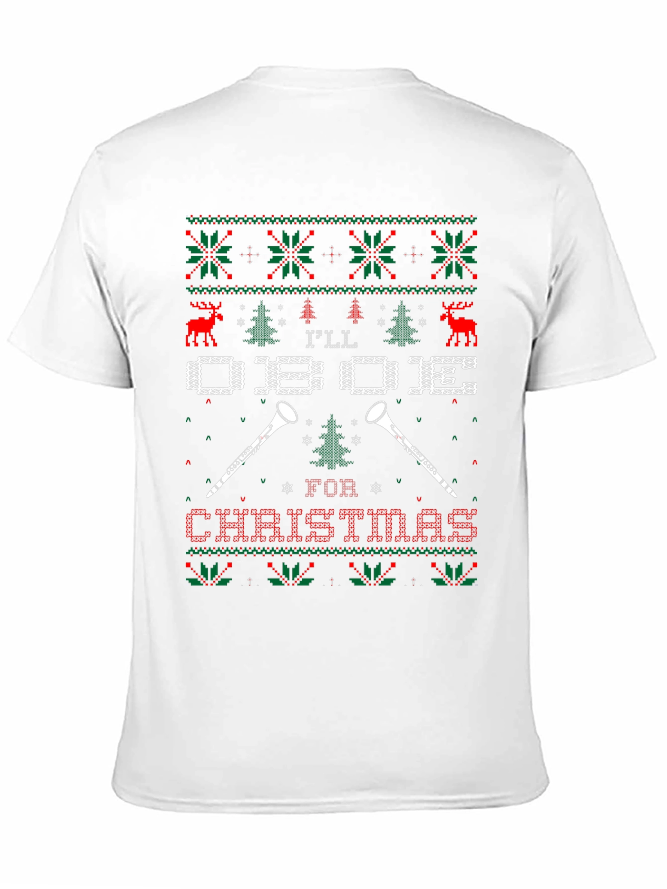 Oboe Christmas Holiday Ugly Sweater Style T-Shirt