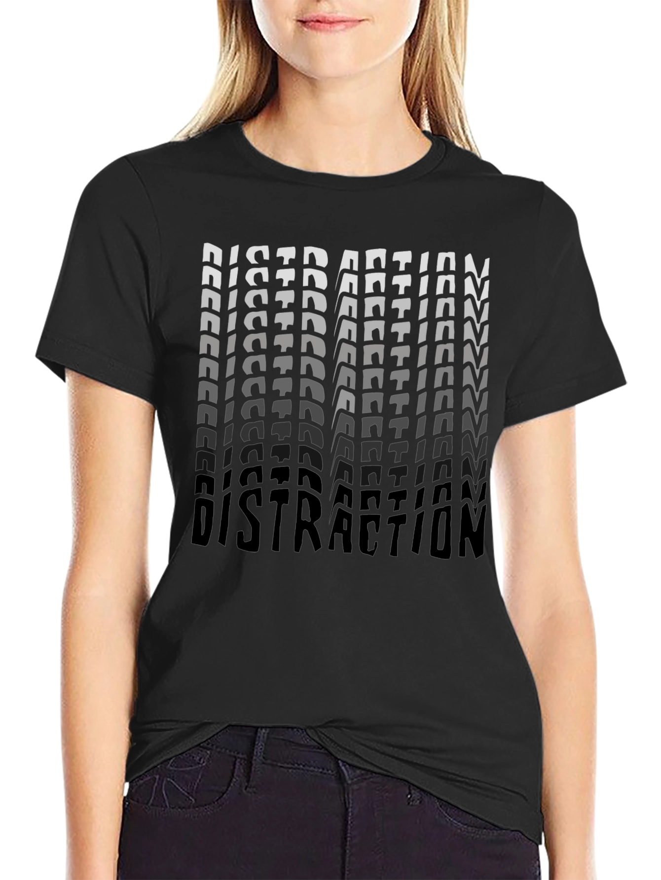 Distraction Graphic Print Black T-Shirt