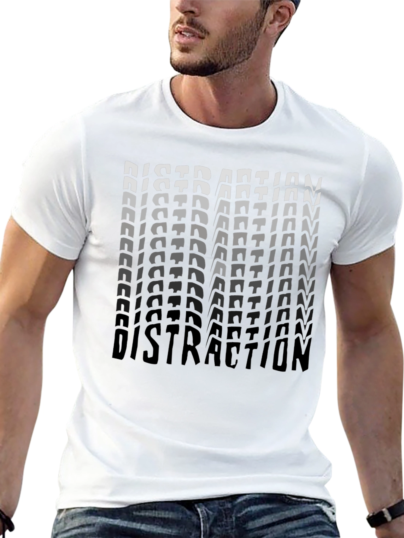 Distraction Graphic Print Black T-Shirt