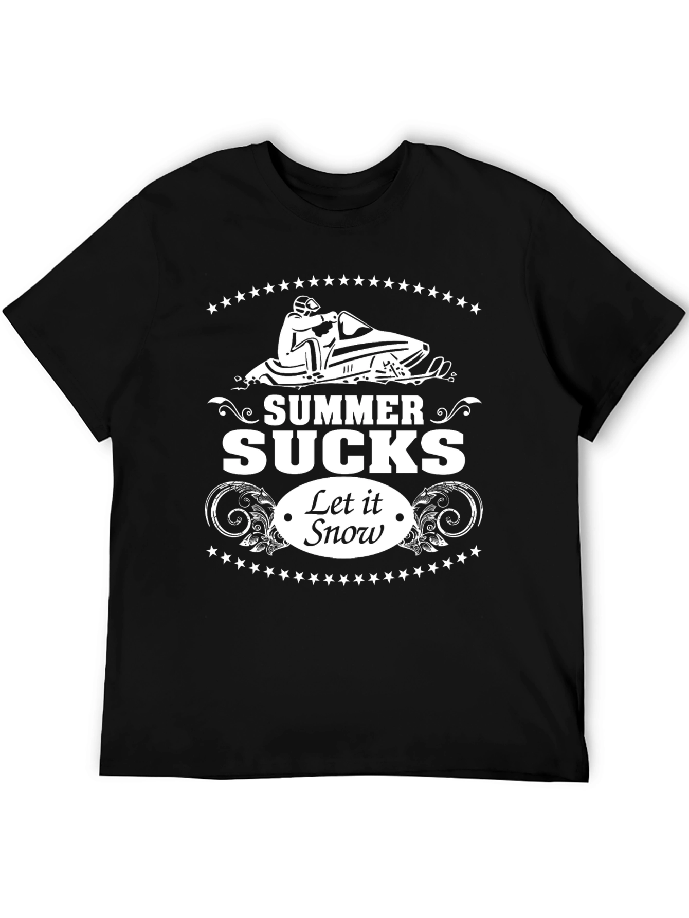Summer Sucks Let It Snow Black Graphic Tee