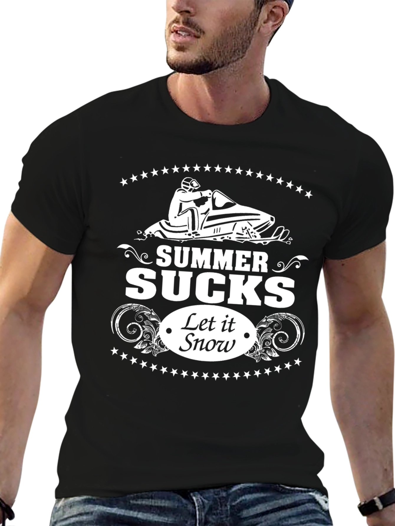 Summer Sucks Let It Snow Black Graphic Tee
