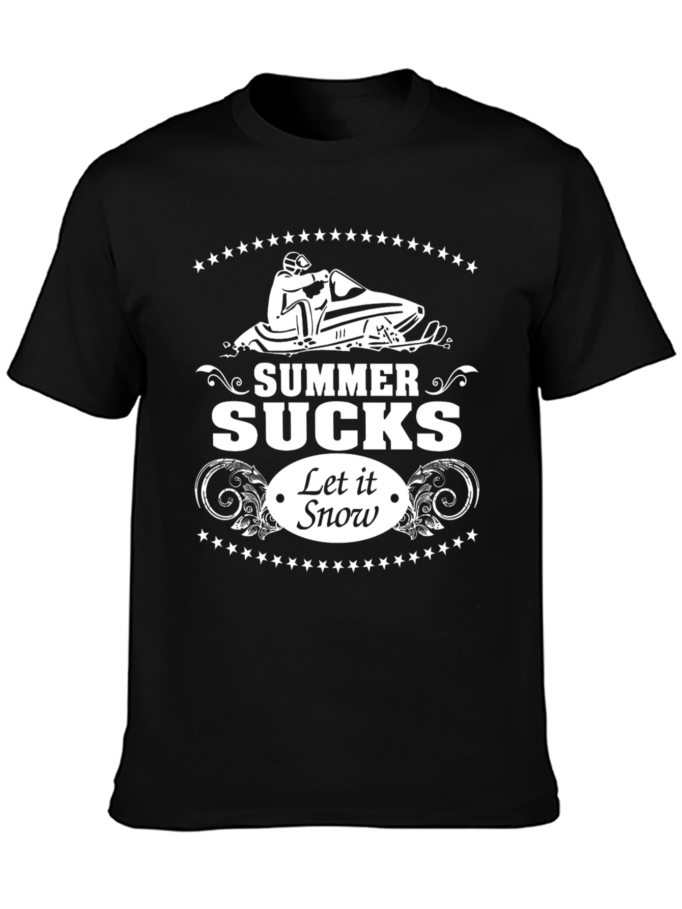 Summer Sucks Let It Snow Black Graphic Tee