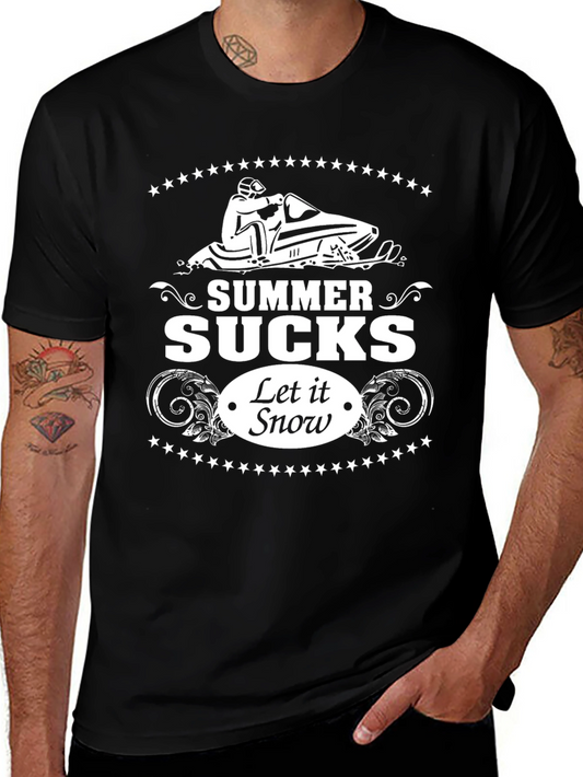 Summer Sucks Let It Snow Black Graphic Tee