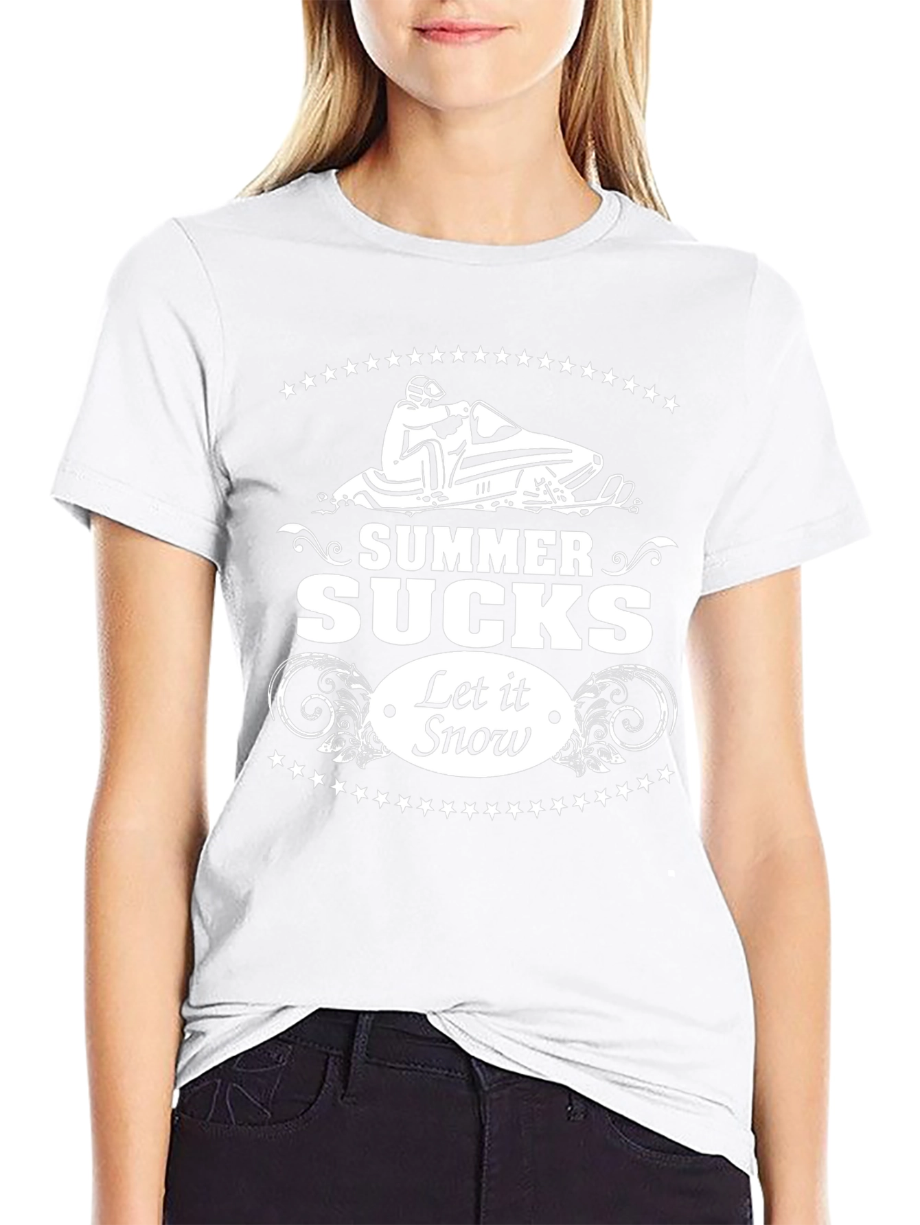 Summer Sucks Let It Snow Black Graphic Tee