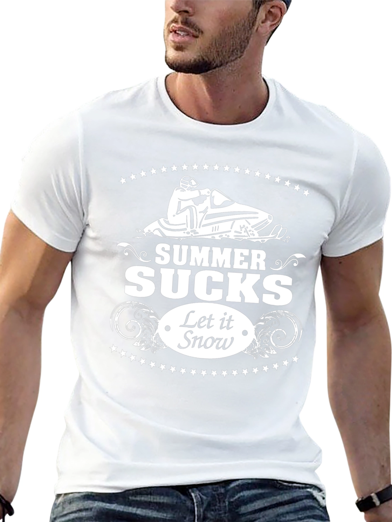 Summer Sucks Let It Snow Black Graphic Tee
