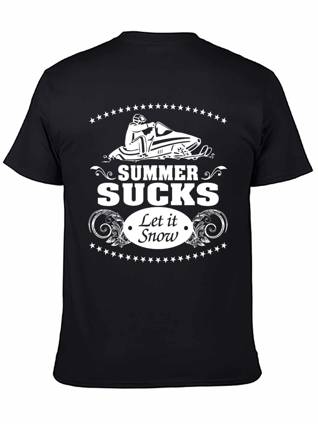 Summer Sucks Let It Snow Black Graphic Tee