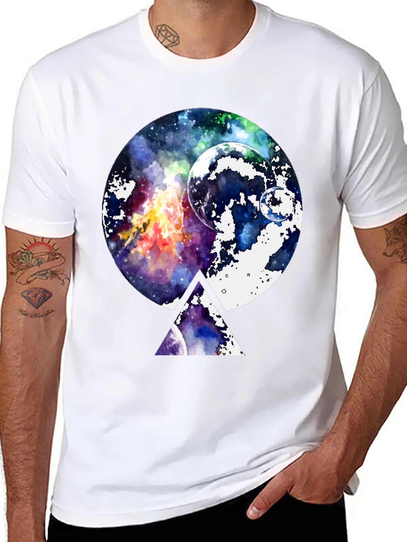 Galaxy Space Graphic Print Black T-Shirt
