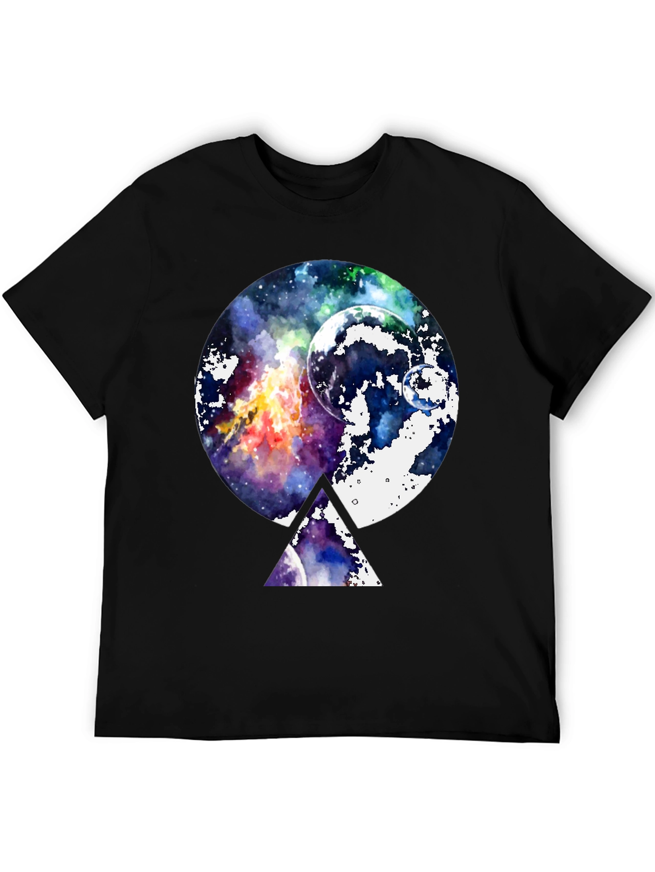 Galaxy Space Graphic Print Black T-Shirt