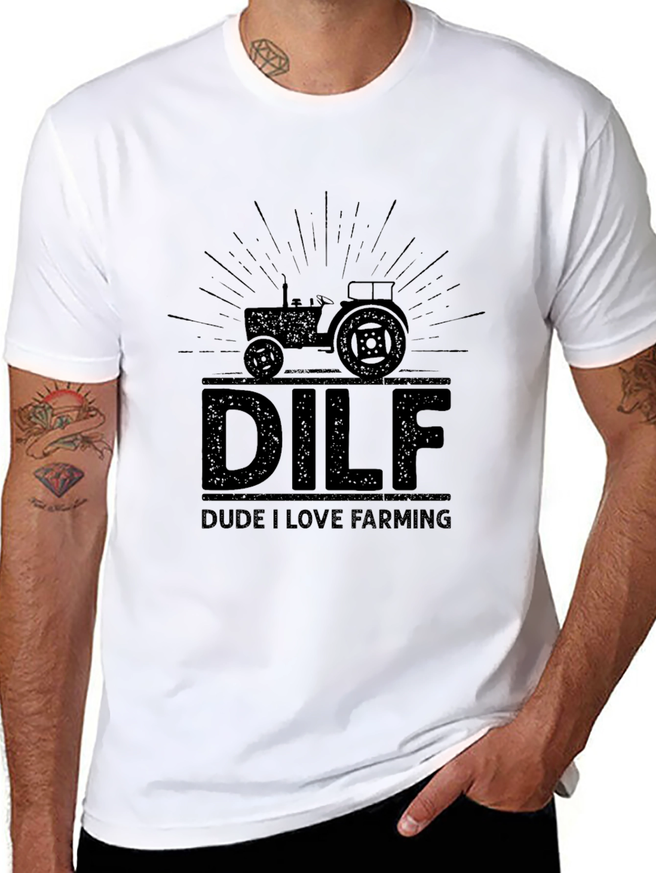 DILF Dude I Love Farming Graphic Tee - Black