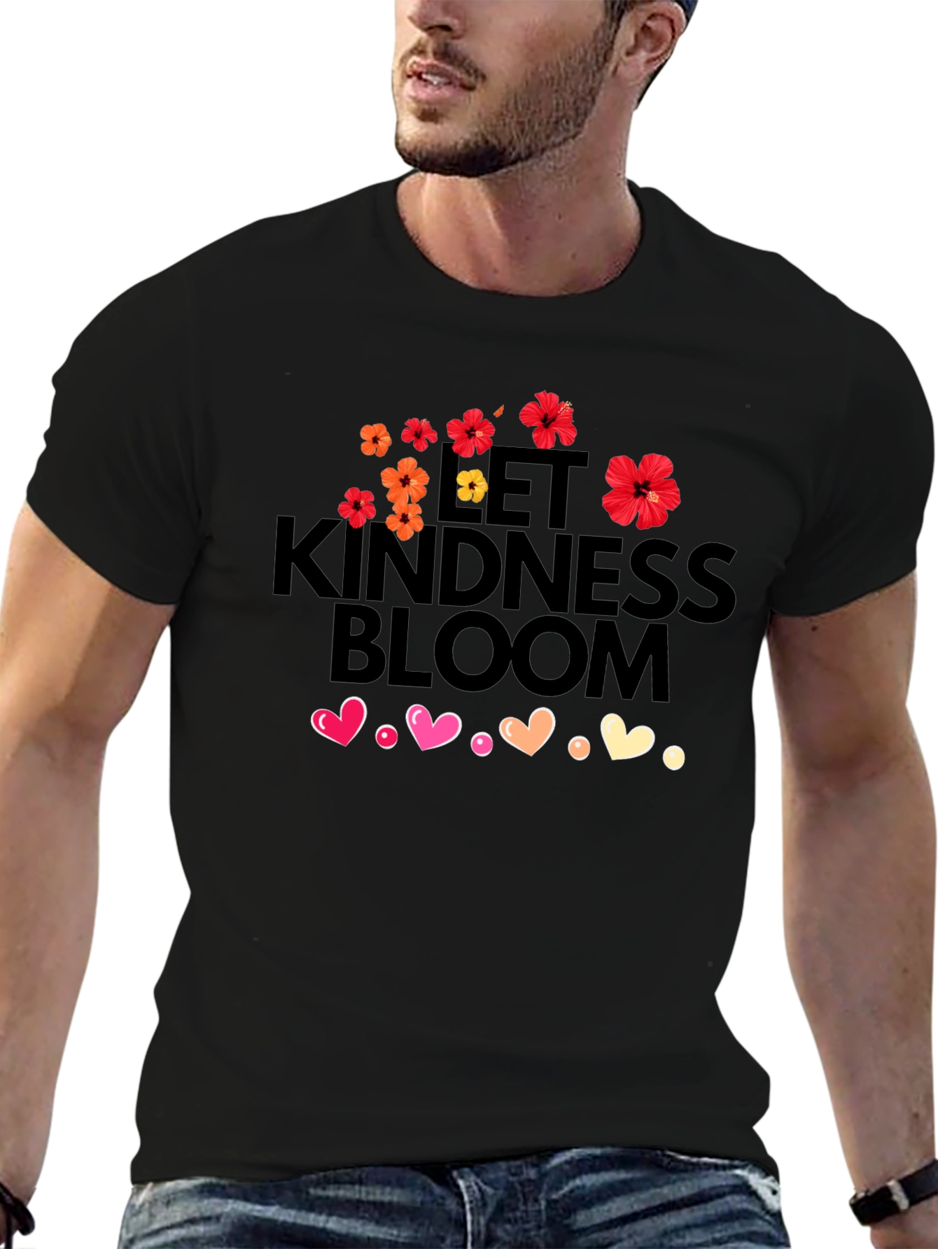 Let Kindness Bloom T-Shirt - Floral Heart Design