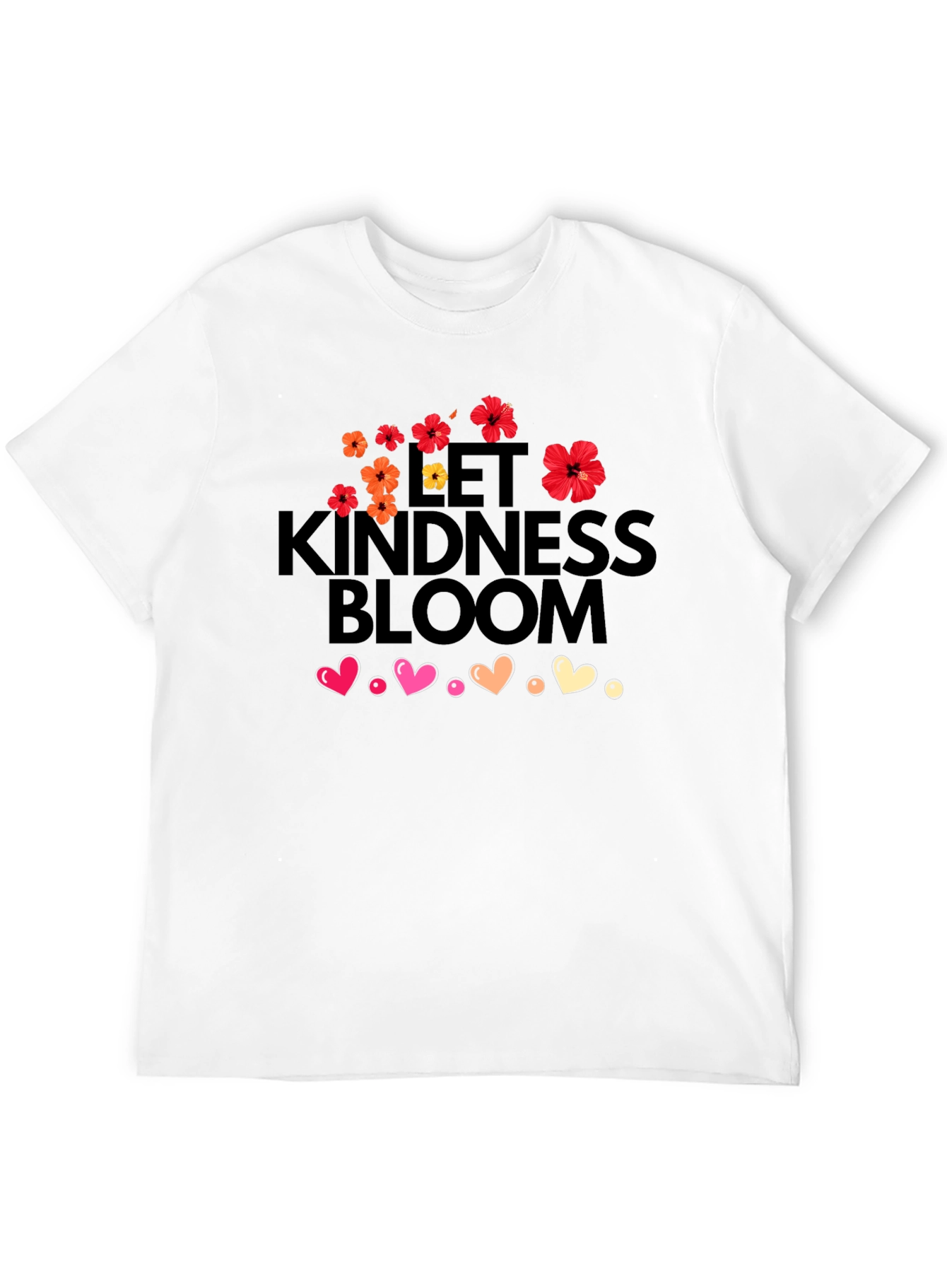 Let Kindness Bloom T-Shirt - Floral Heart Design