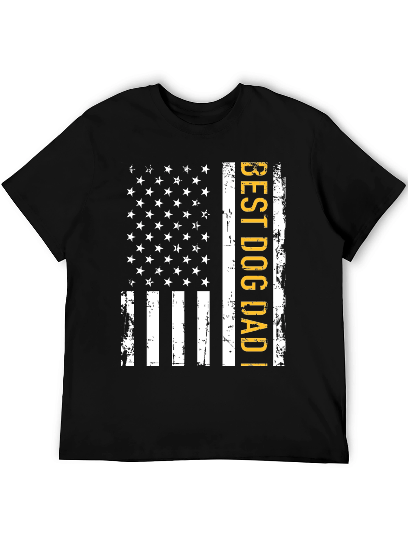 Best Dog Dad American Flag Graphic Tee - Black