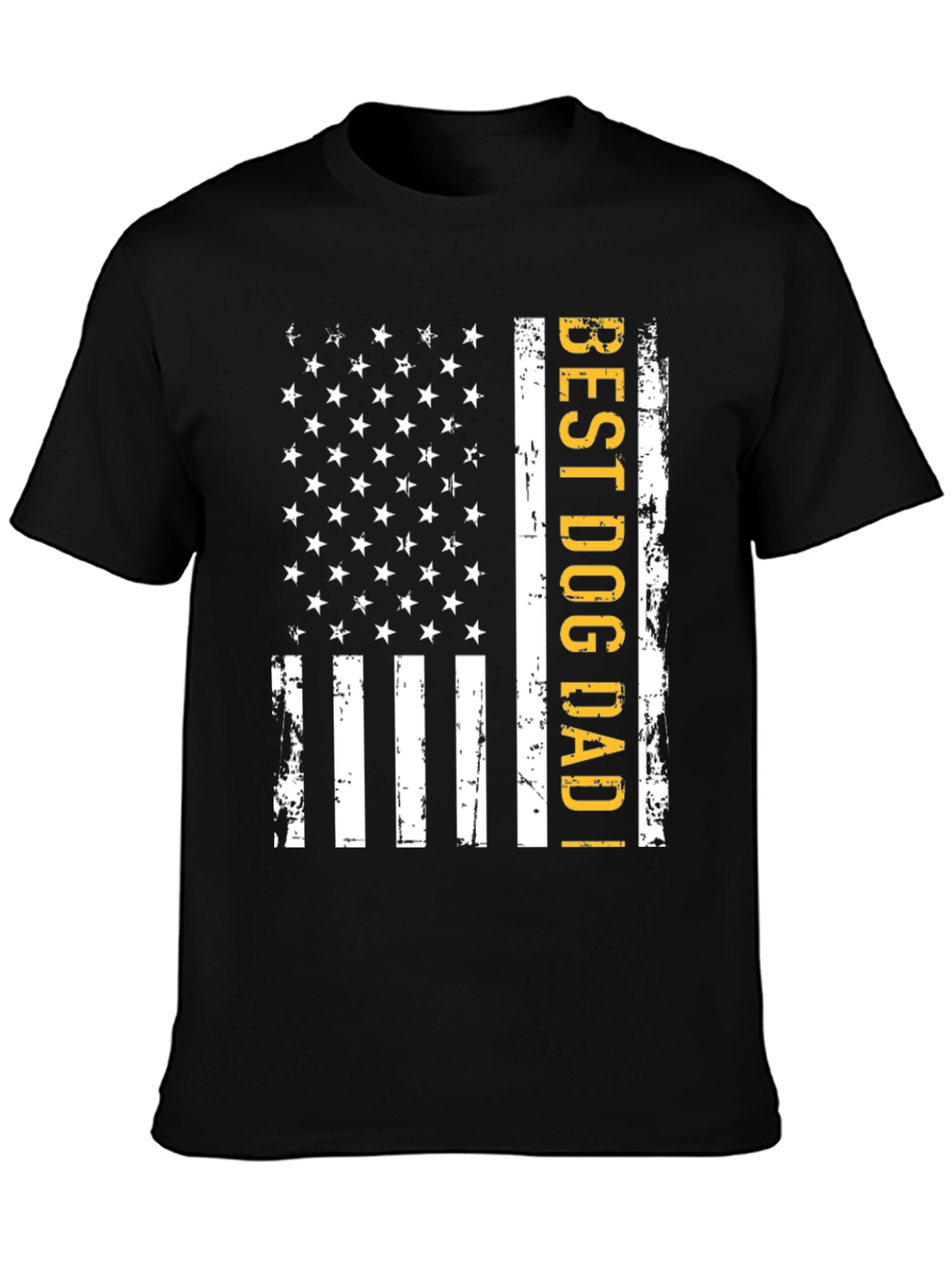 Best Dog Dad American Flag Graphic Tee - Black
