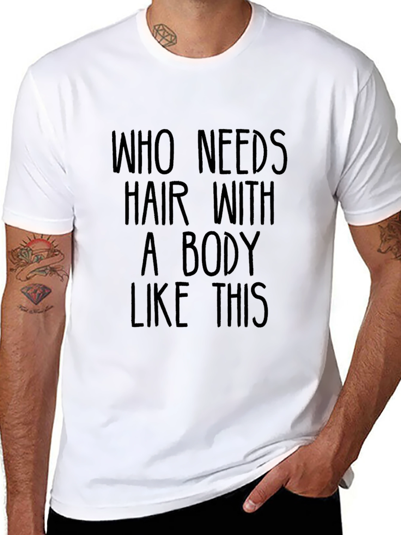 Funny Bald Humor T-Shirt: Who Needs Hair