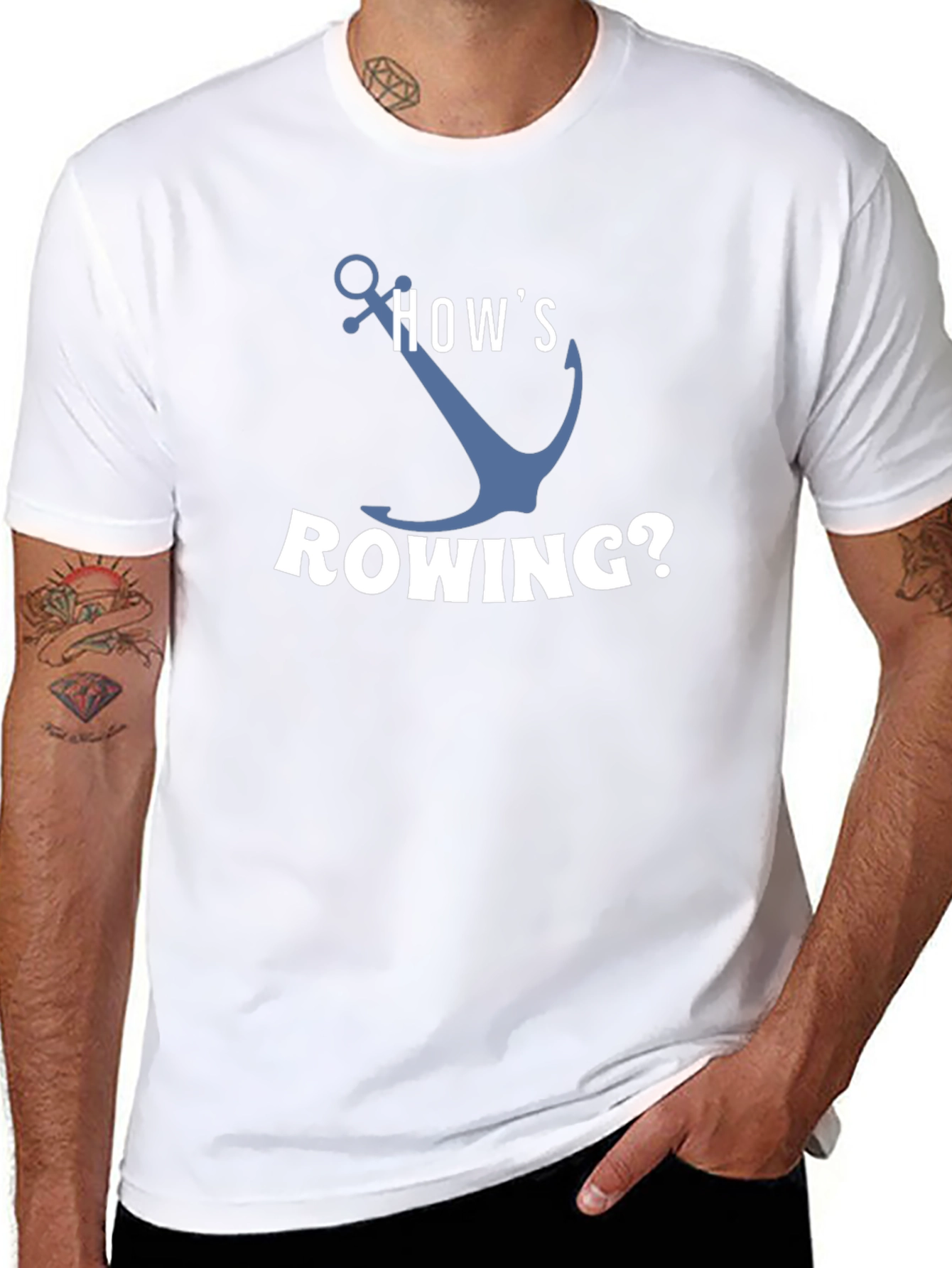 Hows Rowing? Black Graphic T-Shirt