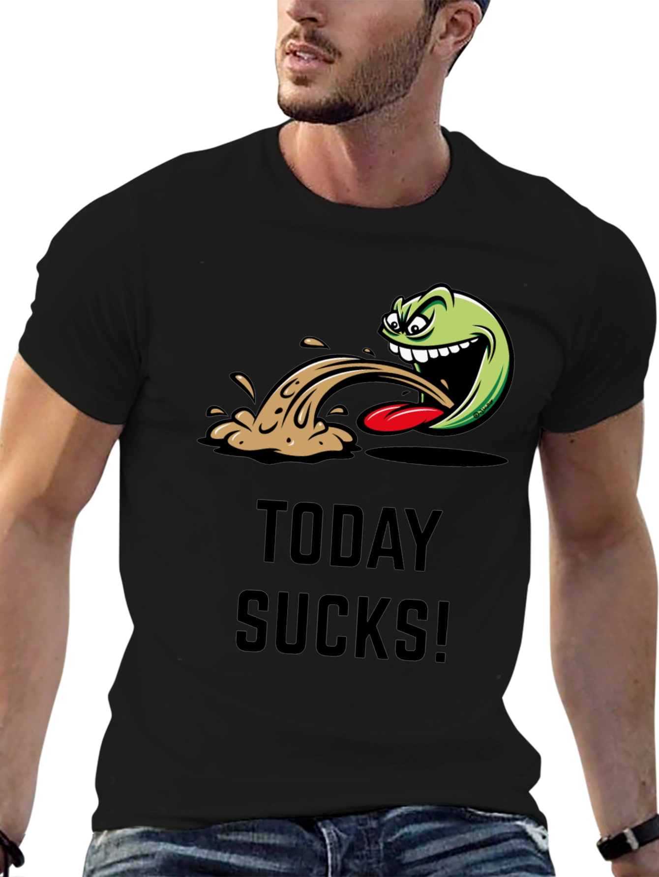 Today Sucks Graphic Tee - Black Cotton Blend T-Shirt