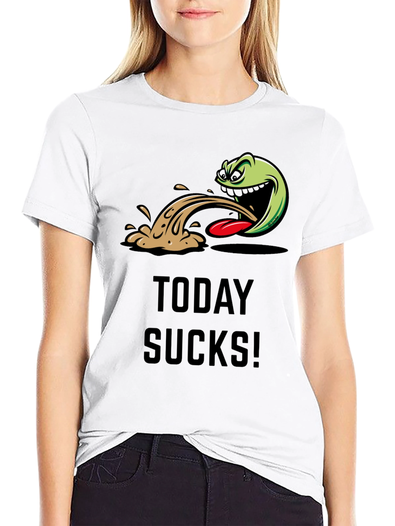 Today Sucks Graphic Tee - Black Cotton Blend T-Shirt
