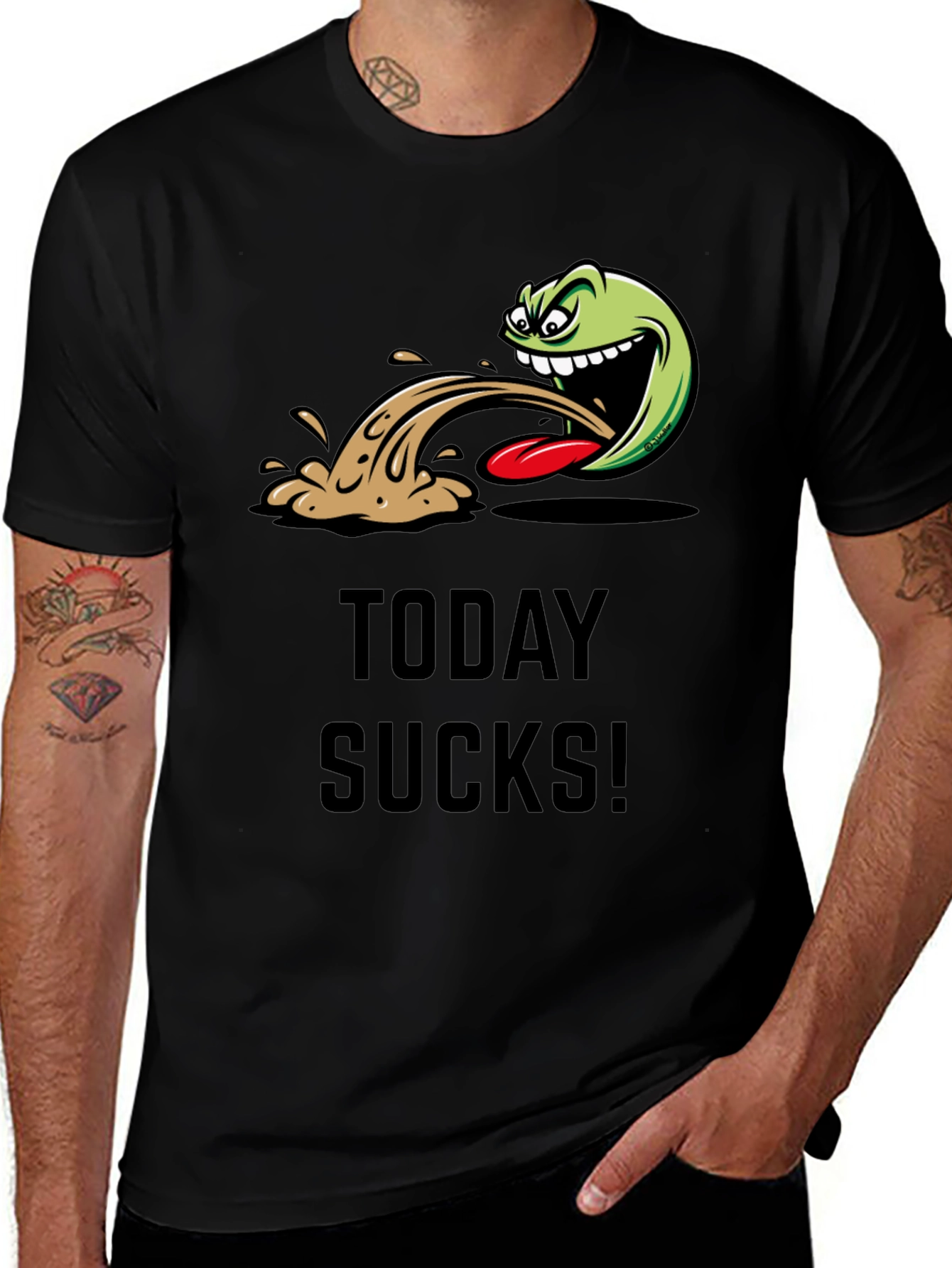 Today Sucks Graphic Tee - Black Cotton Blend T-Shirt