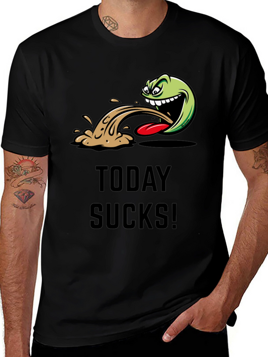Today Sucks Graphic Tee - Black Cotton Blend T-Shirt