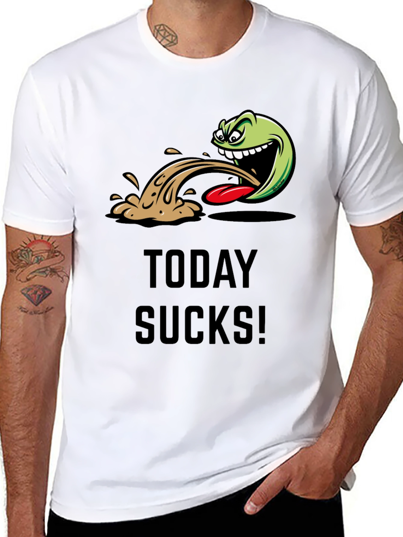 Today Sucks Graphic Tee - Black Cotton Blend T-Shirt