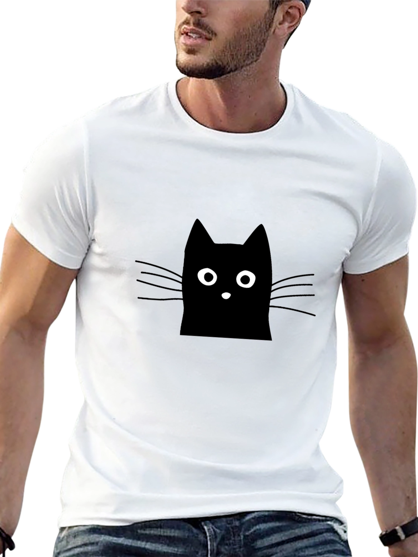 Black Cat Graphic Tee - Mens Casual Shirt