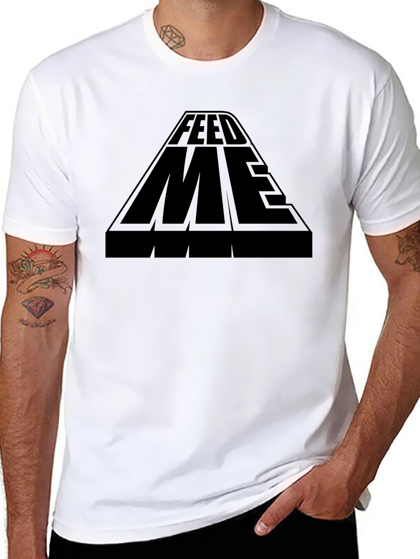 Feed Me Graphic Tee - Black Cotton T-Shirt