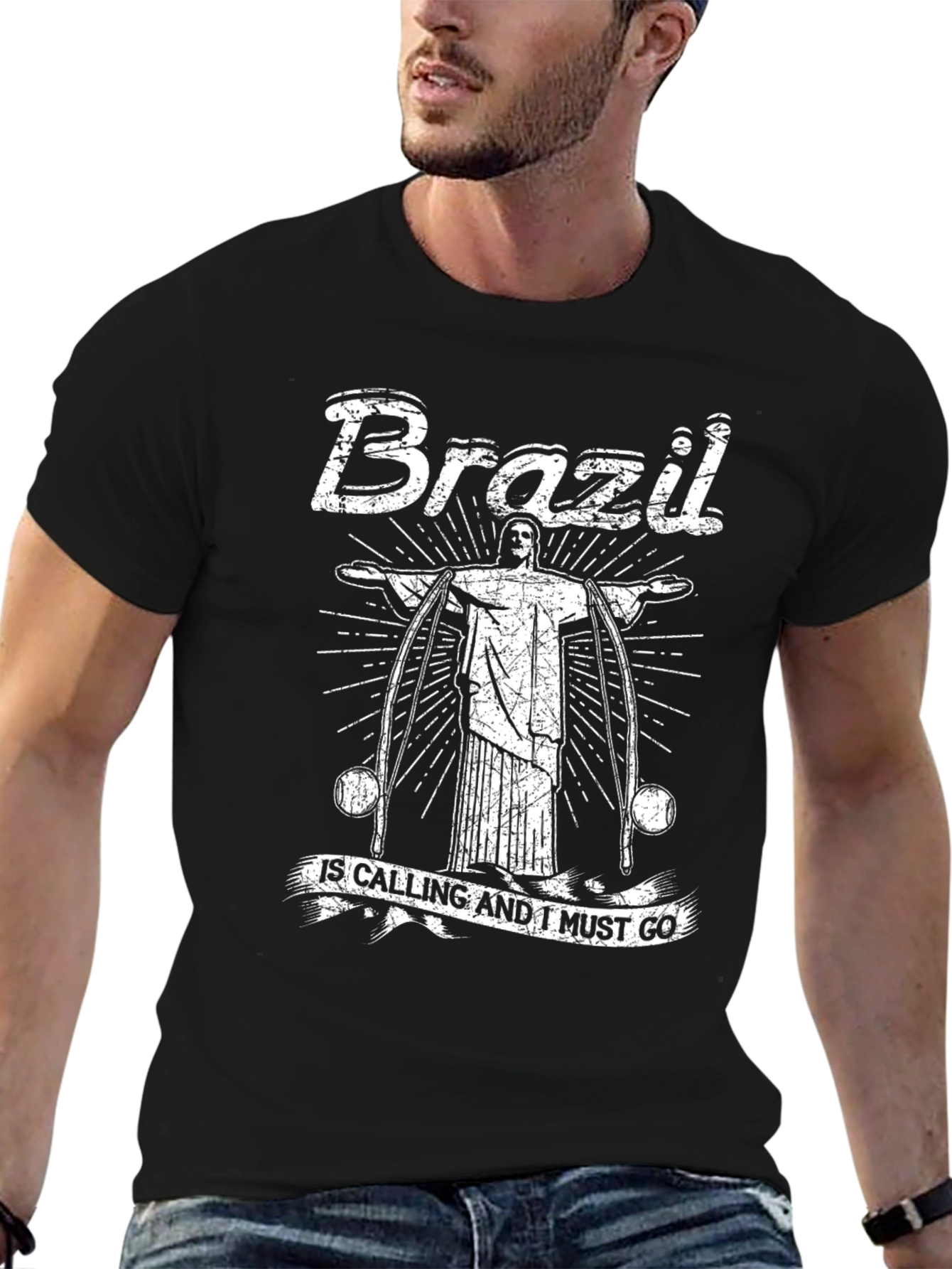 Brazil Calling Graphic Tee - Mens Black T-Shirt