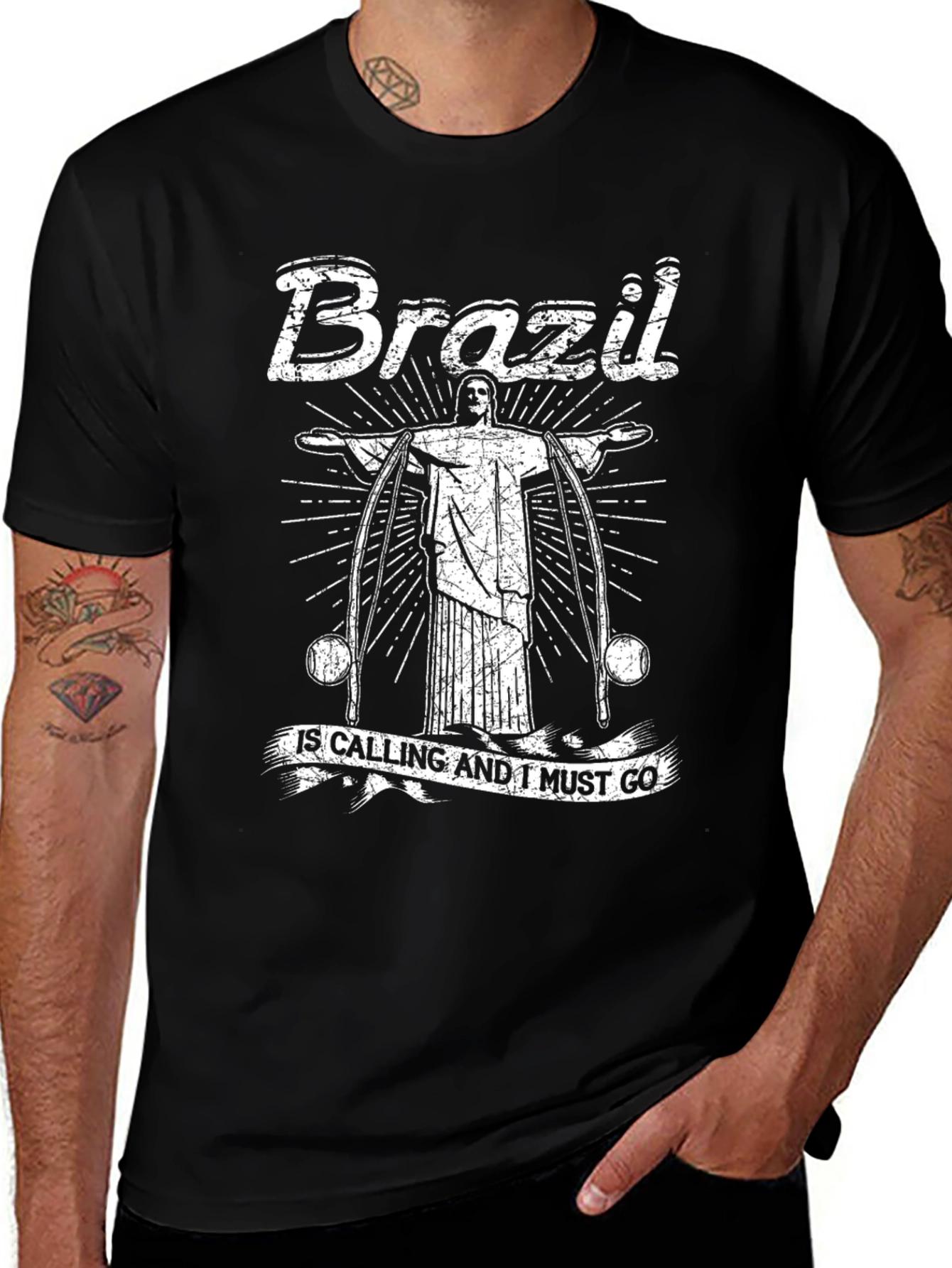 Brazil Calling Graphic Tee - Mens Black T-Shirt