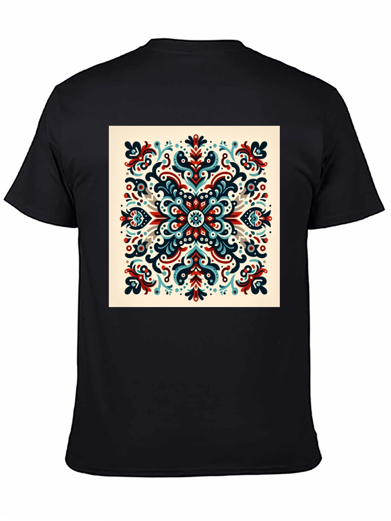 Ornamental Mandala Graphic Print Black T-Shirt