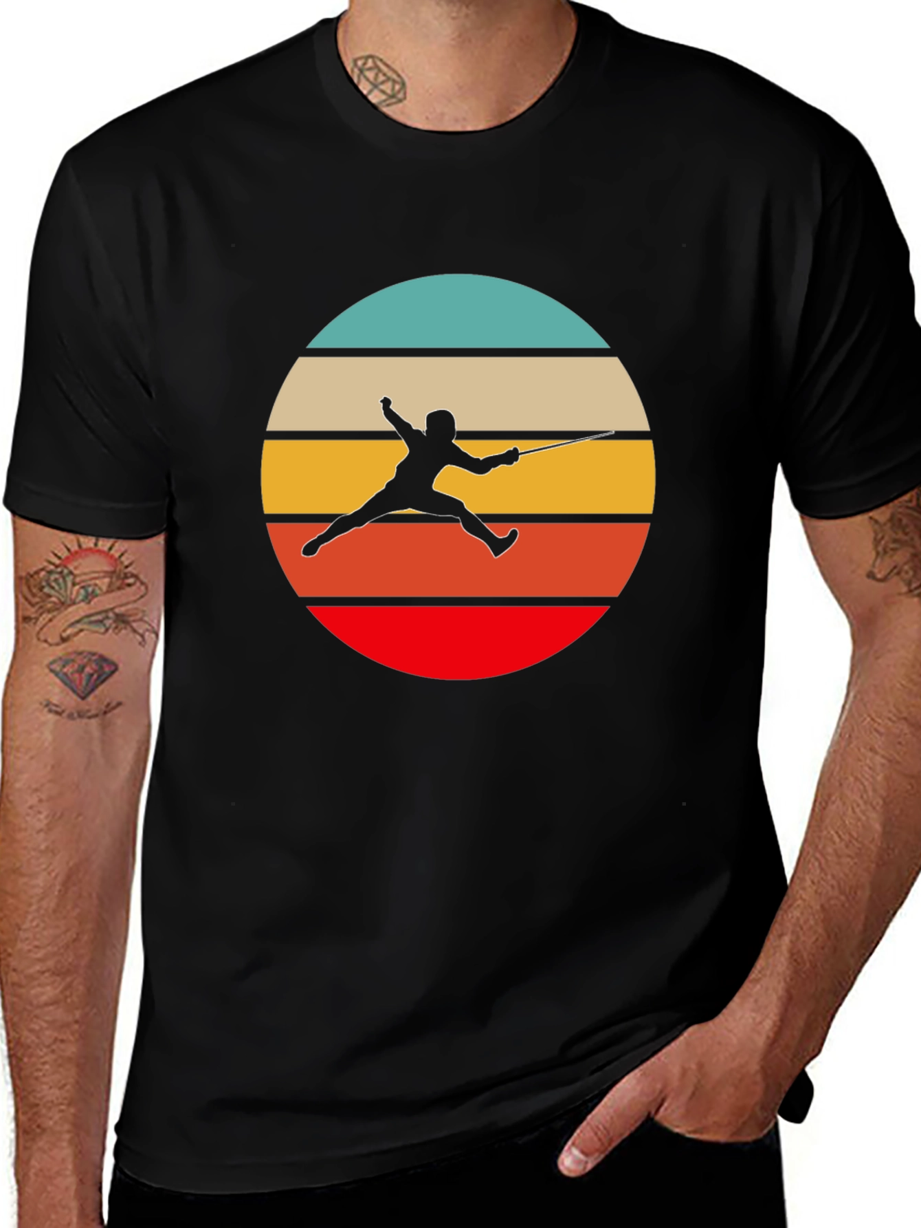 Retro Fencing T-Shirt - Stylish Sport Silhouette