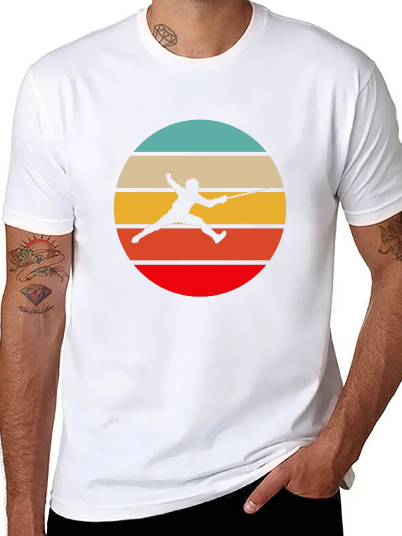 Retro Fencing T-Shirt - Stylish Sport Silhouette