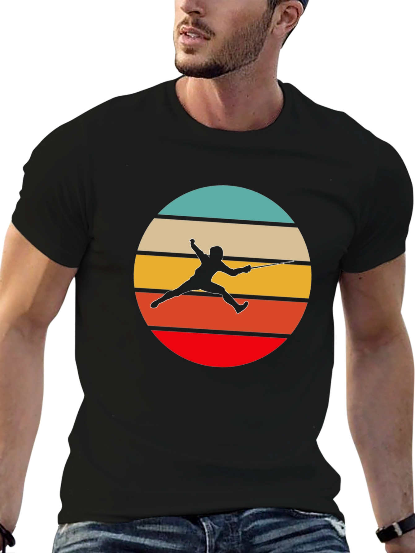 Retro Fencing T-Shirt - Stylish Sport Silhouette
