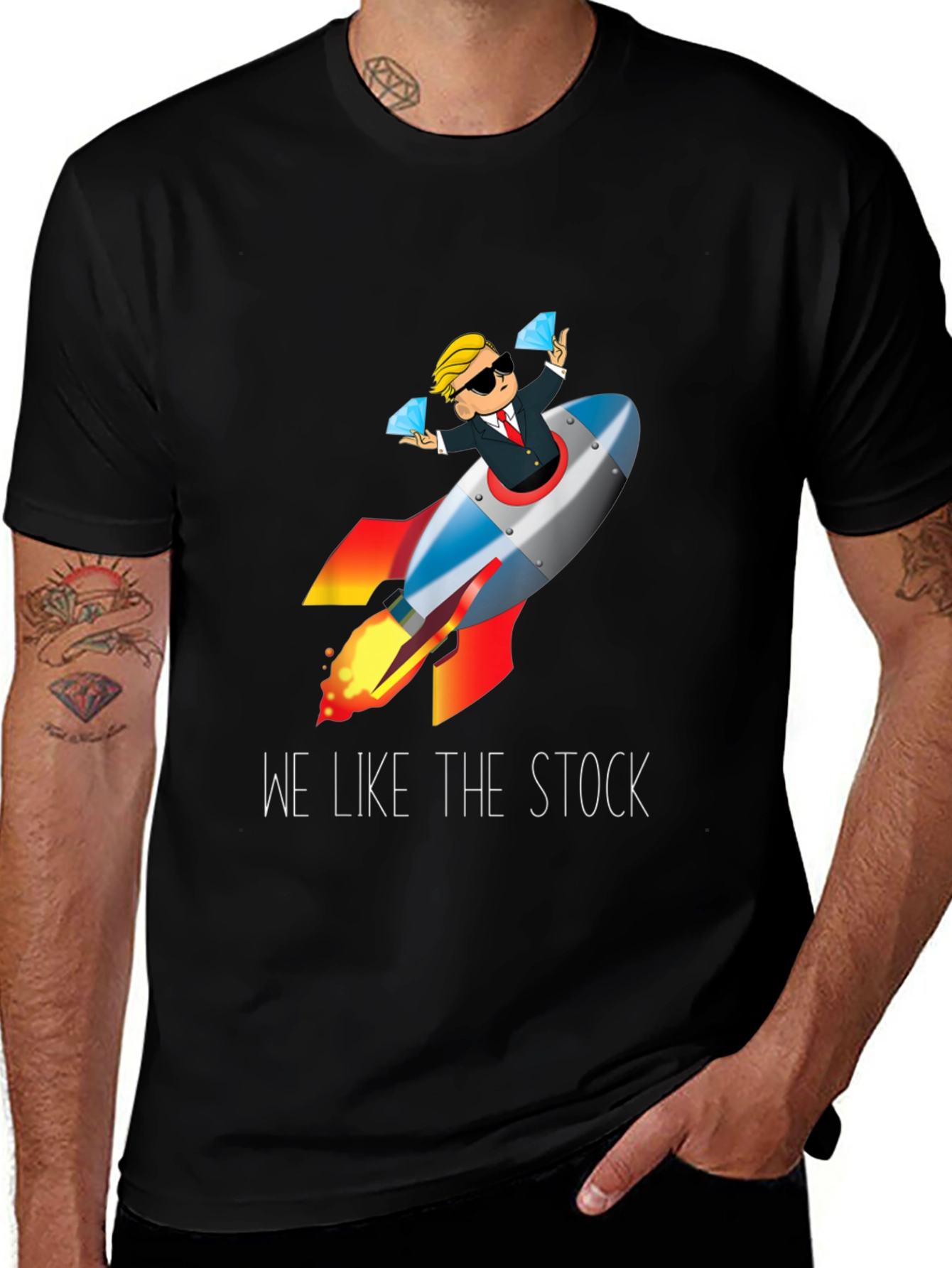 We Like the Stock T-Shirt - Rocket Man Stonks