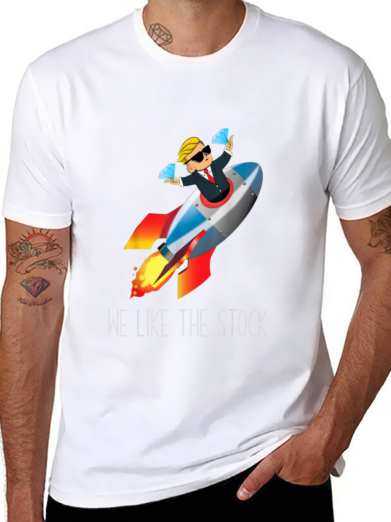 We Like the Stock T-Shirt - Rocket Man Stonks