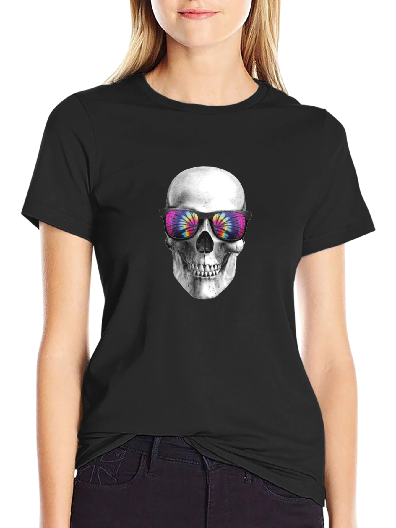 Skull with Tie-Dye Sunglasses Graphic Tee