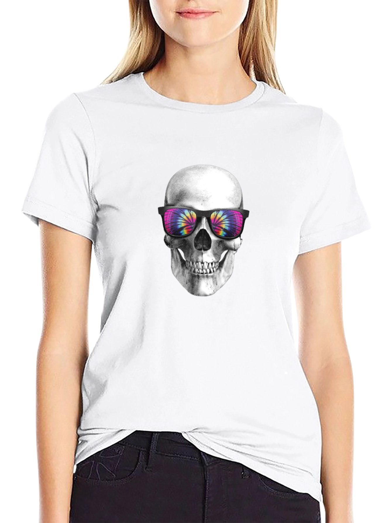 Skull with Tie-Dye Sunglasses Graphic Tee