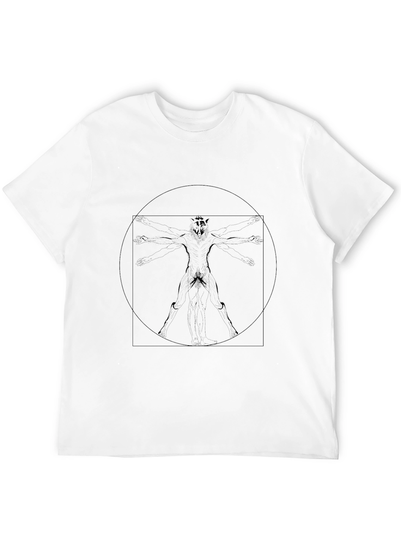 Mens Black Graphic Tee - Wolf Vitruvian