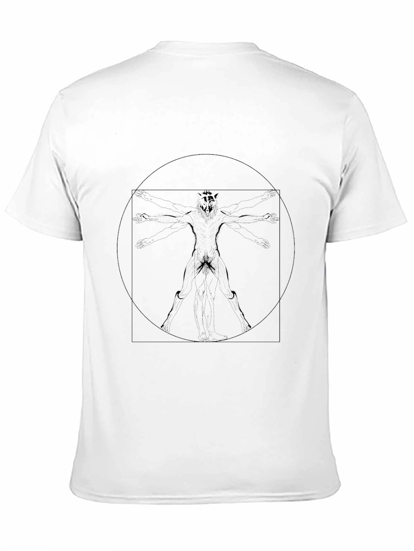 Mens Black Graphic Tee - Wolf Vitruvian