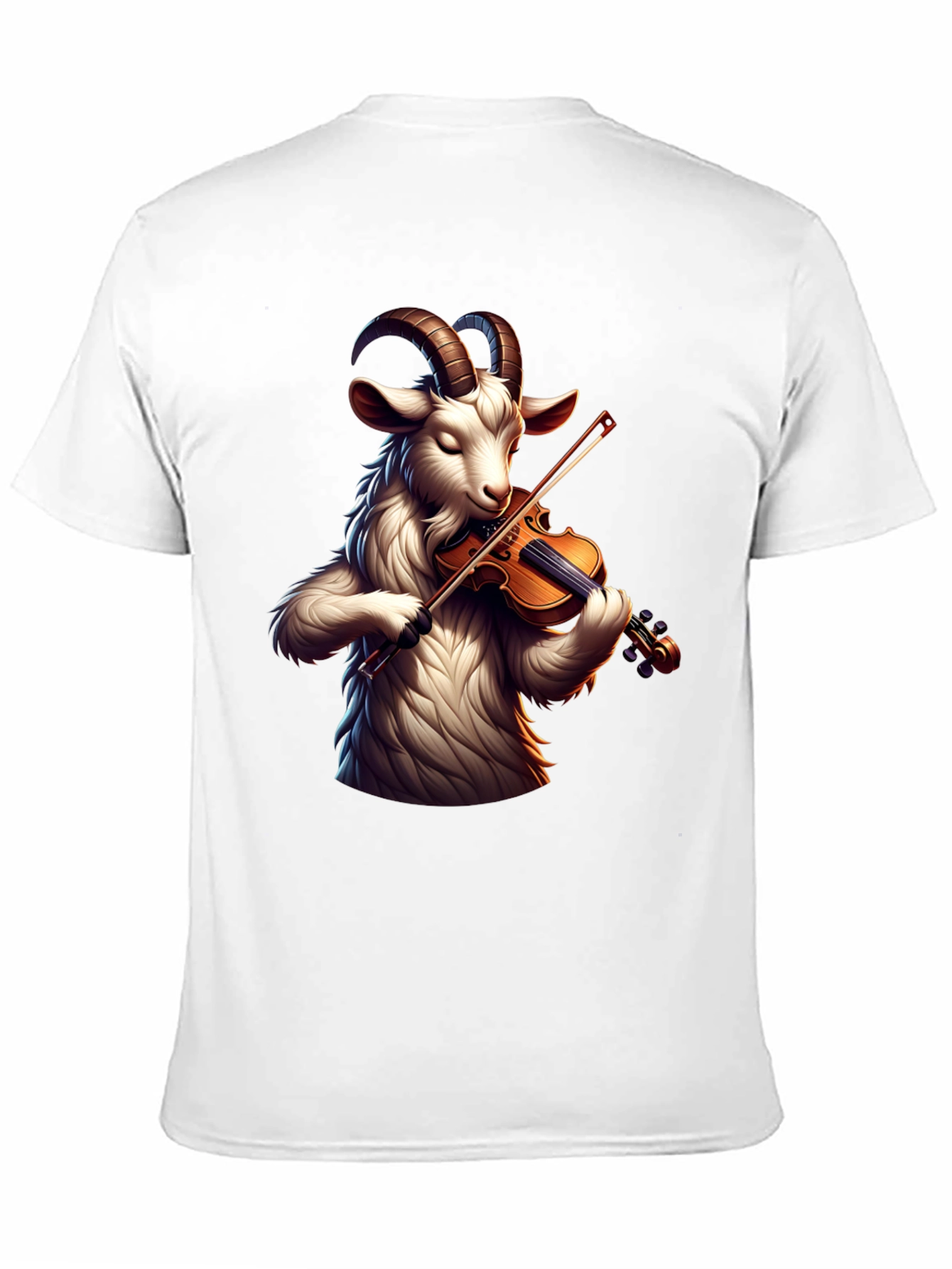 Goat Violinist Graphic Tee - Black Casual T-Shirt