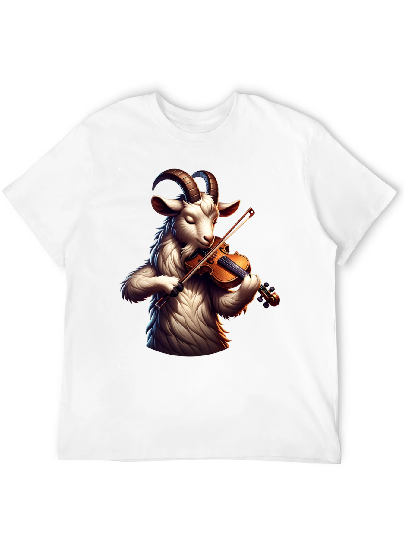 Goat Violinist Graphic Tee - Black Casual T-Shirt
