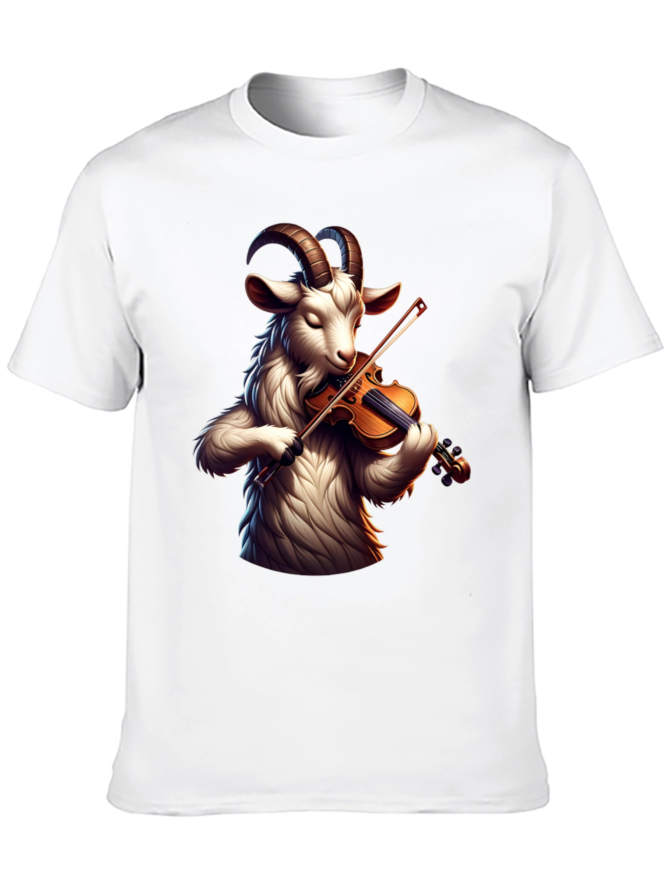Goat Violinist Graphic Tee - Black Casual T-Shirt